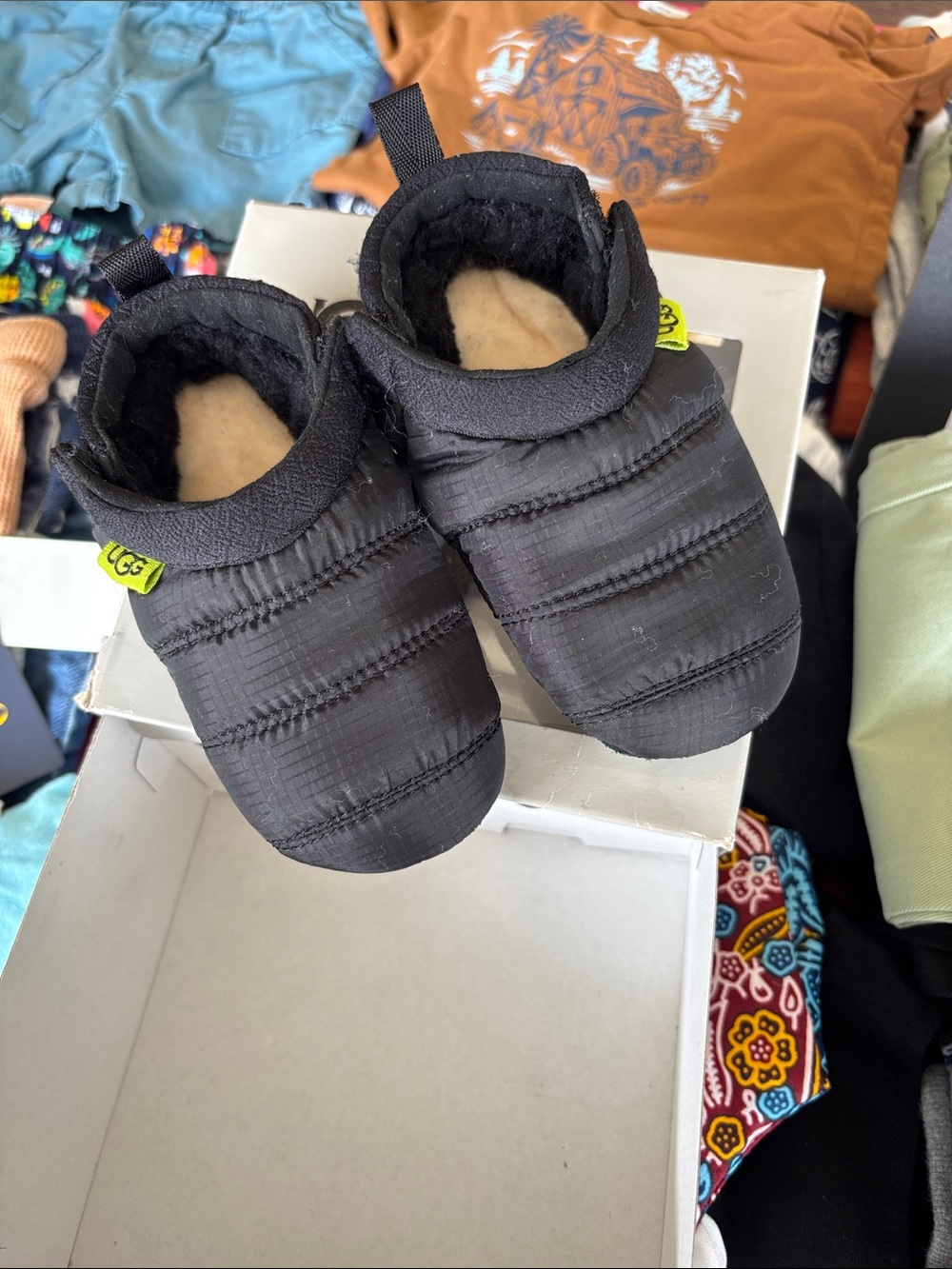 UGG Black Infant Quilted Slip-On Booties